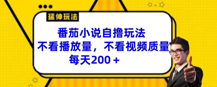 番茄小说自撸玩法，不看播放量，不看视频质量，每天200+【揭秘】-创学笔记