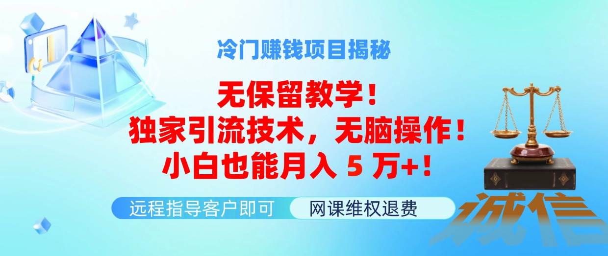 冷门赚钱项目无保留教学！独家引流技术，无脑操作！-创学笔记